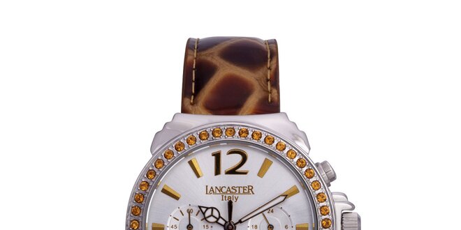 Dámske zlato-strieborné analógové hodinky so Swarowski elementmi Lancaster