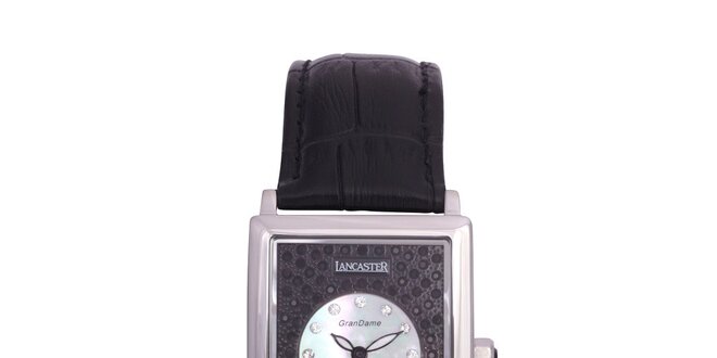 Dámske čierne analógové hodinky s kryštálmi Swarovski Lancaster
