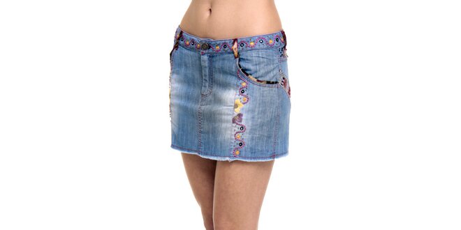 Dámska džínsová sukňa s vyšívaným vzorom Kool