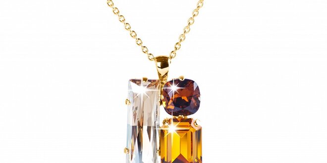 Dámsky zlatý náhrdelník so Swarovski kryštálmi Destellos