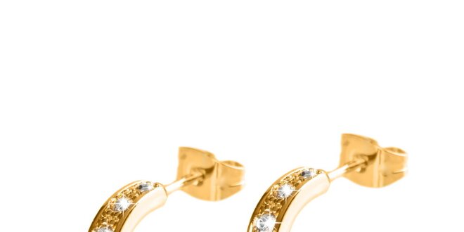 Dámske zlaté náušnice s priezračnými kryštálmi Destellos