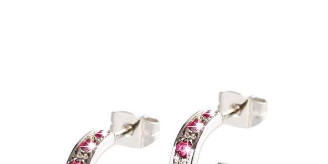 Dámske strieborné náušnice s ružovými kryštálmi Destellos