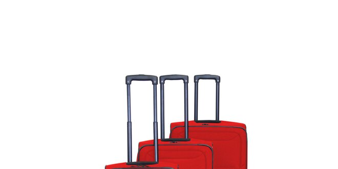 Set troch červených kufrov na koliečkach Esprit