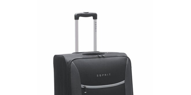 Čierno-šedý veľký kufor na koliečkach Esprit