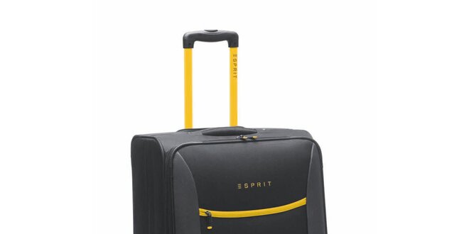 Čierno-žltý veľký kufor na koliečkach Esprit