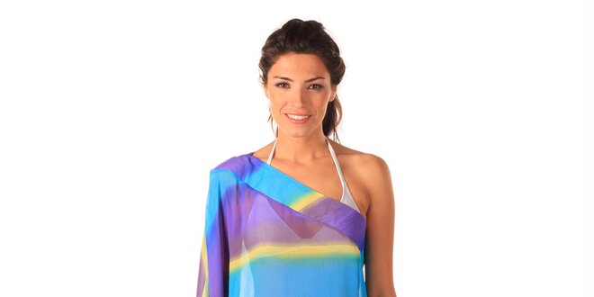 Dámske fialovo-tyrkysové transparentné šaty Caniche