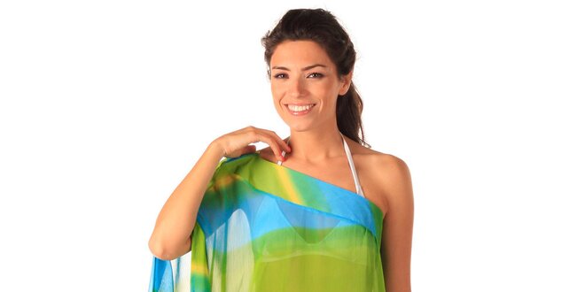 Dámske zeleno-tyrkysové transparentné šaty Caniche