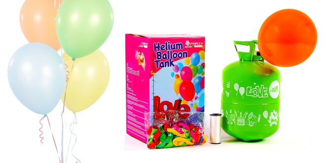 Hélium vo fľaši s balónikmi na nafúknutie