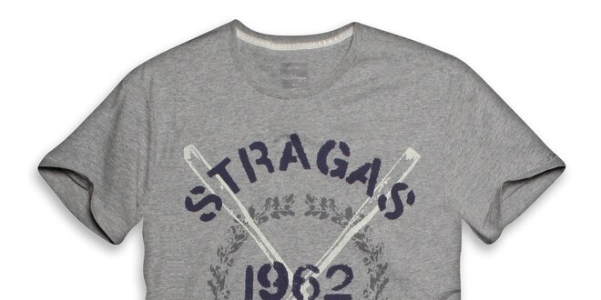 Pánske šedé tričko s potlačou Paul Stragass