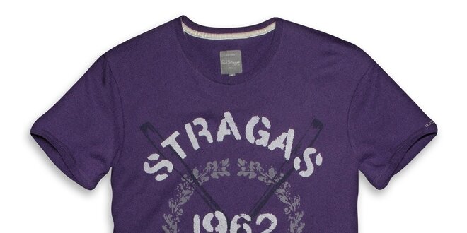 Pánske fialové tričko s potlačou Paul Stragass