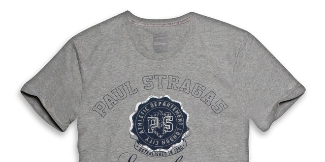 Pánske šedé tričko s potlačou Paul Stragas