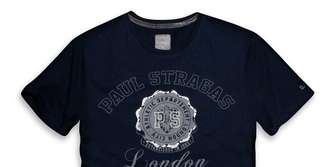 Pánske tmavo modré tričko s potlačou Paul Stragas