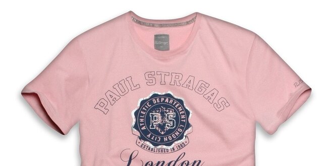 Pánske ružové tričko s potlačou Paul Stragas