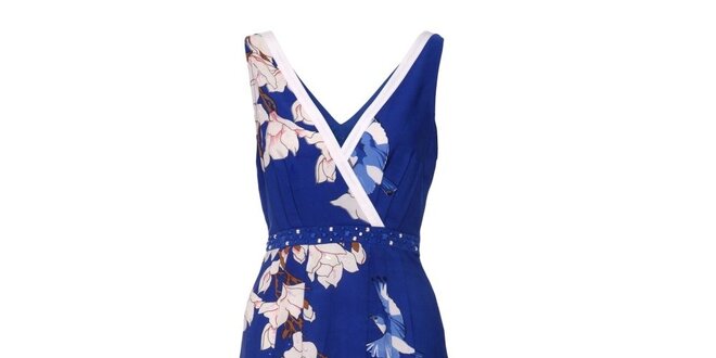 Dámske modré šaty Uttam Boutique so sýkorkami