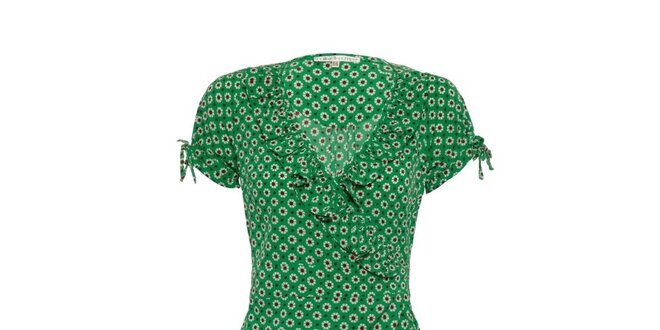 Dámske zelené zavinovacie šaty s margarétami Uttam Boutique