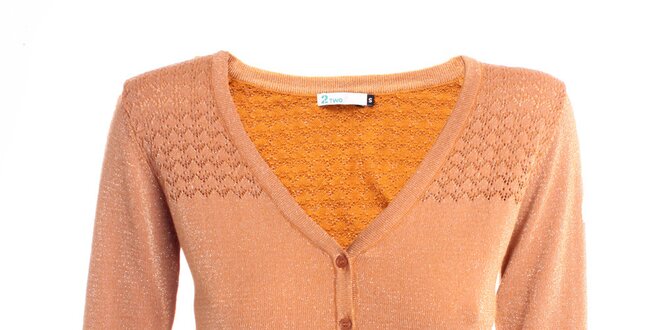 Dámský meruňkový svetr s lurexovým vláknem 2two