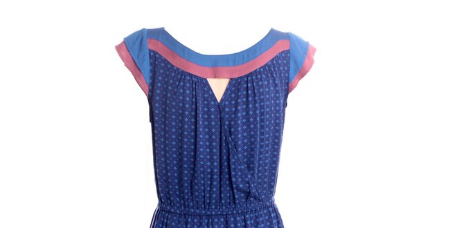 Dámske modro-ružové šaty  s jemným vzorom 2two