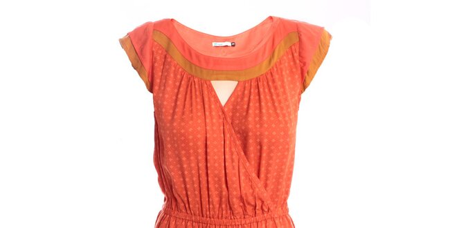 Dámske oranžovo-béžové šaty s jemným vzorom 2two