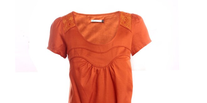 Dámske tehlovo oranžové šaty s mašľou 2two