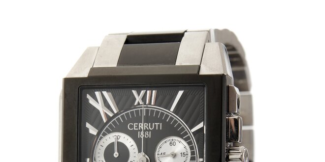 Pánske čierno-strieborné oceľové hodinky Cerruti 1881