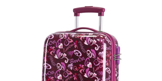 Dámský fialovo-ružový vzorovaný kufor na koliečkach Movom
