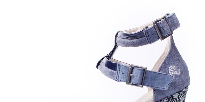 Dámske šedo-modré sandálky na kline GAS