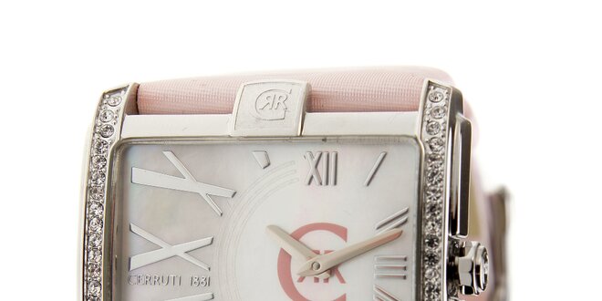 Dámske hodinky Cerruti 1881 s ružovým pásikom a kryštálmi