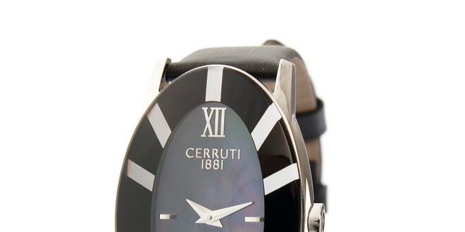 Dámske čierne hodinky Cerruti 1881 s čiernym koženým pásikom