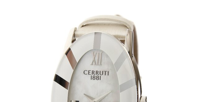 Dámske biele hodinky Cerruti 1881 s bielym koženým pásikom