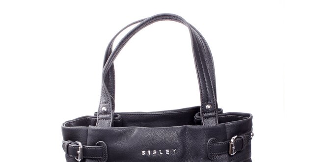 Dámska čierna kabelka s výraznými švami Sisley