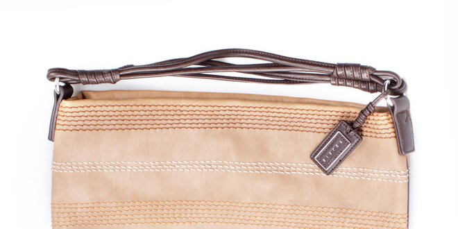 Dámska béžová kabelka s prešívaním a hnedými ušmi Sisley