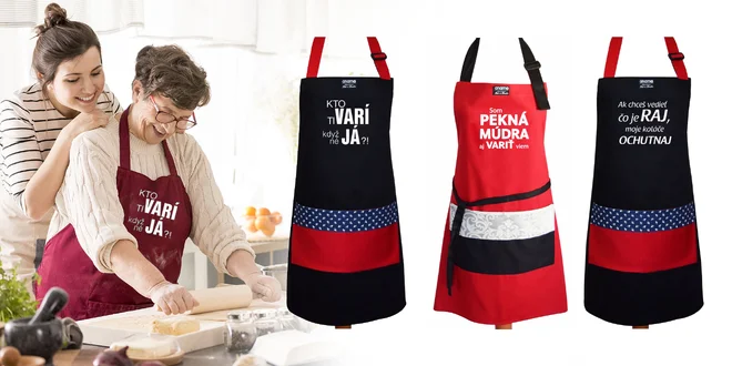 Šikovné zástery s vtipnými hláškami