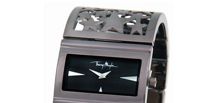 Dámske strieborné oceľové náramkové hodinky s hviezdičkami Thierry Mugler