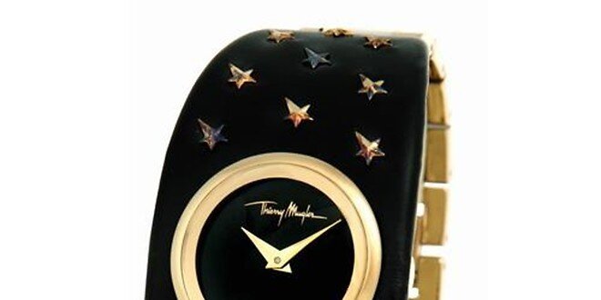 Dámske čierne oceľové náramkové hodinky Thierry Mugler