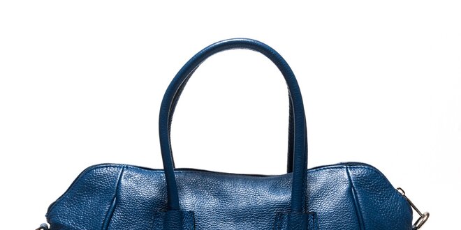 Dámska ocelovo modrá kožená kabelka Sonia Ricci