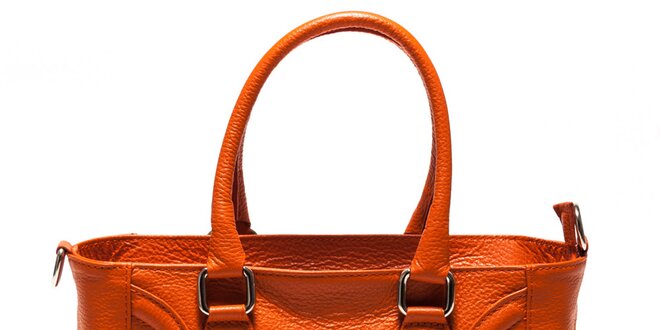 Dámska oranžová kožená kabelka s vlnkami Sonia Ricci