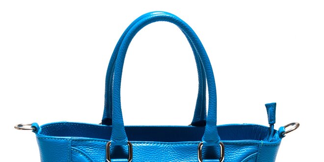 Dámska modrá kožená kabelka s vlnkami Sonia Ricci