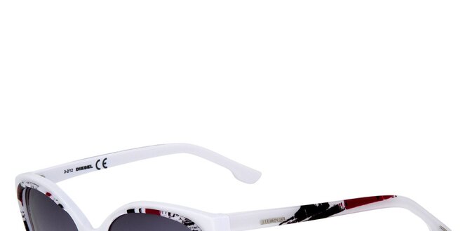 Dámske biele slnečné okuliare Diesel s farebným potiskom