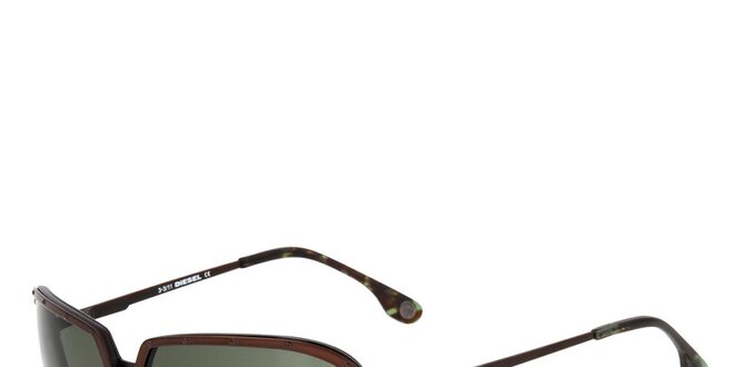 Dámske hnedé slnečné okuliare Diesel so zelenými sklami