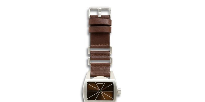 Dámske oceľové hodinky s hnedým koženým remienkom 666 Barcelona