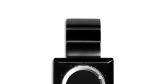 Čierne analógové hodinky so strieborným ciferníkom 666 Barcelona