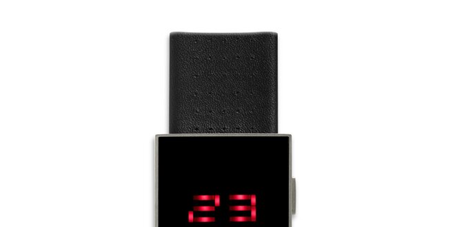 Čierne hranaté digitálne hodinky 666 Barcelona