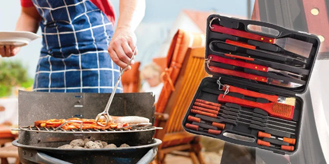 Kvalitné BBQ grilovacie náradie - sada 18 ks