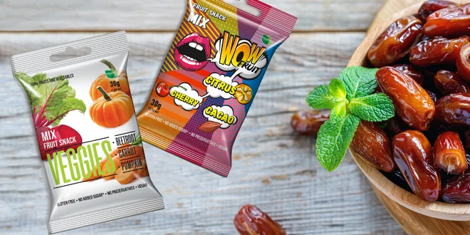 Datlové kocky Wow a Veggies s ovocím a zeleninou