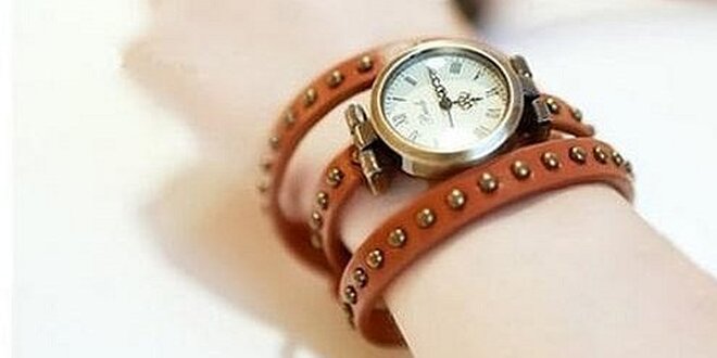 Dámske RETRO hodinky s koženým remienkom