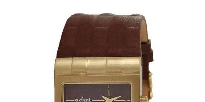 Pánske hodinky s oceľovým analogovým ciferníkom Axcent s hnedým remienkom