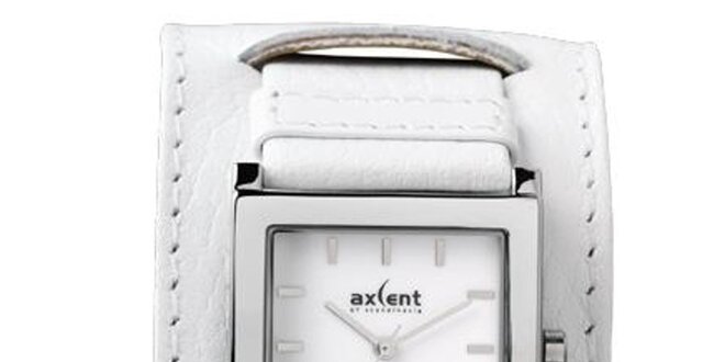 Biele oceľové hodinky s širokým remienkom Axcent