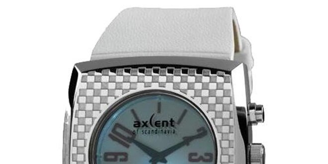 Strieborné hranaté analogové hodinky Axcent s podsvietením