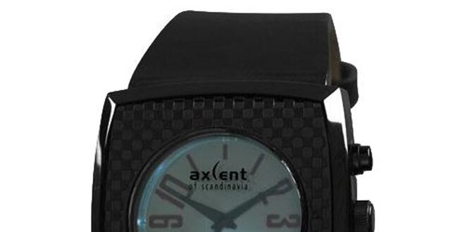 Čierne hranaté analogové hodinky Axcent s podsvietením