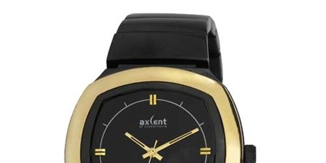 Zlato-čierne analogové hodinky Axcent